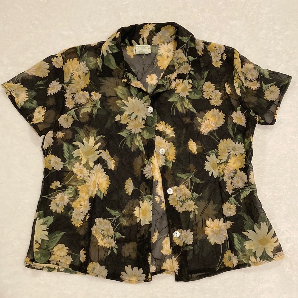 Girls KC Parker Sheer Floral Short-Sleeved Top, size 16